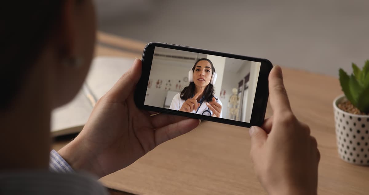 Patient on a virtual physical therapy visit